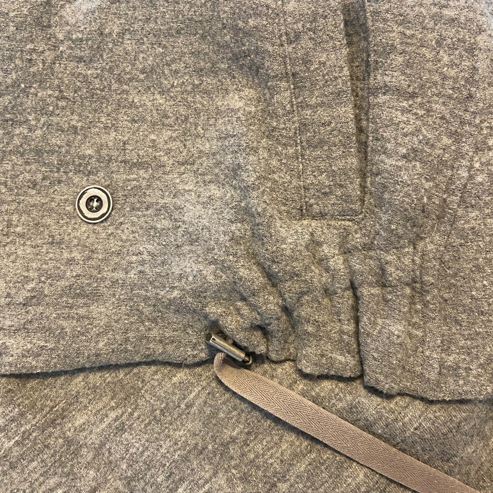 Free People Hooded Jacket Sz L Gray 100% Wool Long Sleeve Cinch Front Draped - Picture 6 of 9